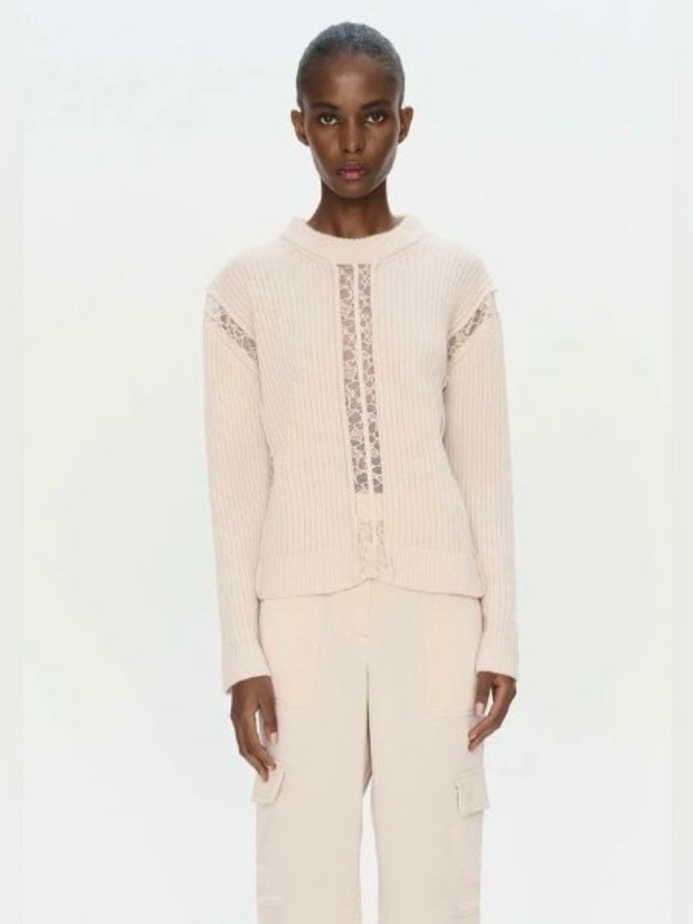 Simkhai Ruba knit and lace sweater in sand size M